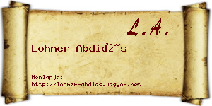 Lohner Abdiás névjegykártya